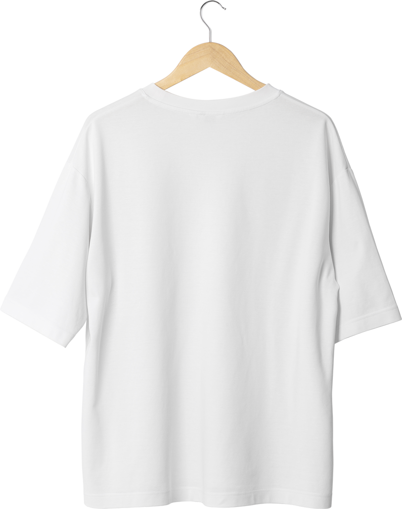 White oversize T shirt mockup hanging, Png file